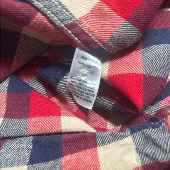 Field & Stream Red and Blue Plaid Buffalo Check Casual Barn Flannel Shirt Sz L - Picture 7 of 8